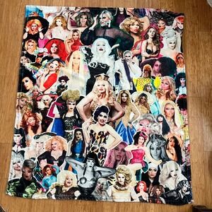 Ru Paul Drag Queen Throw Collage Fleece Blanket 58x48